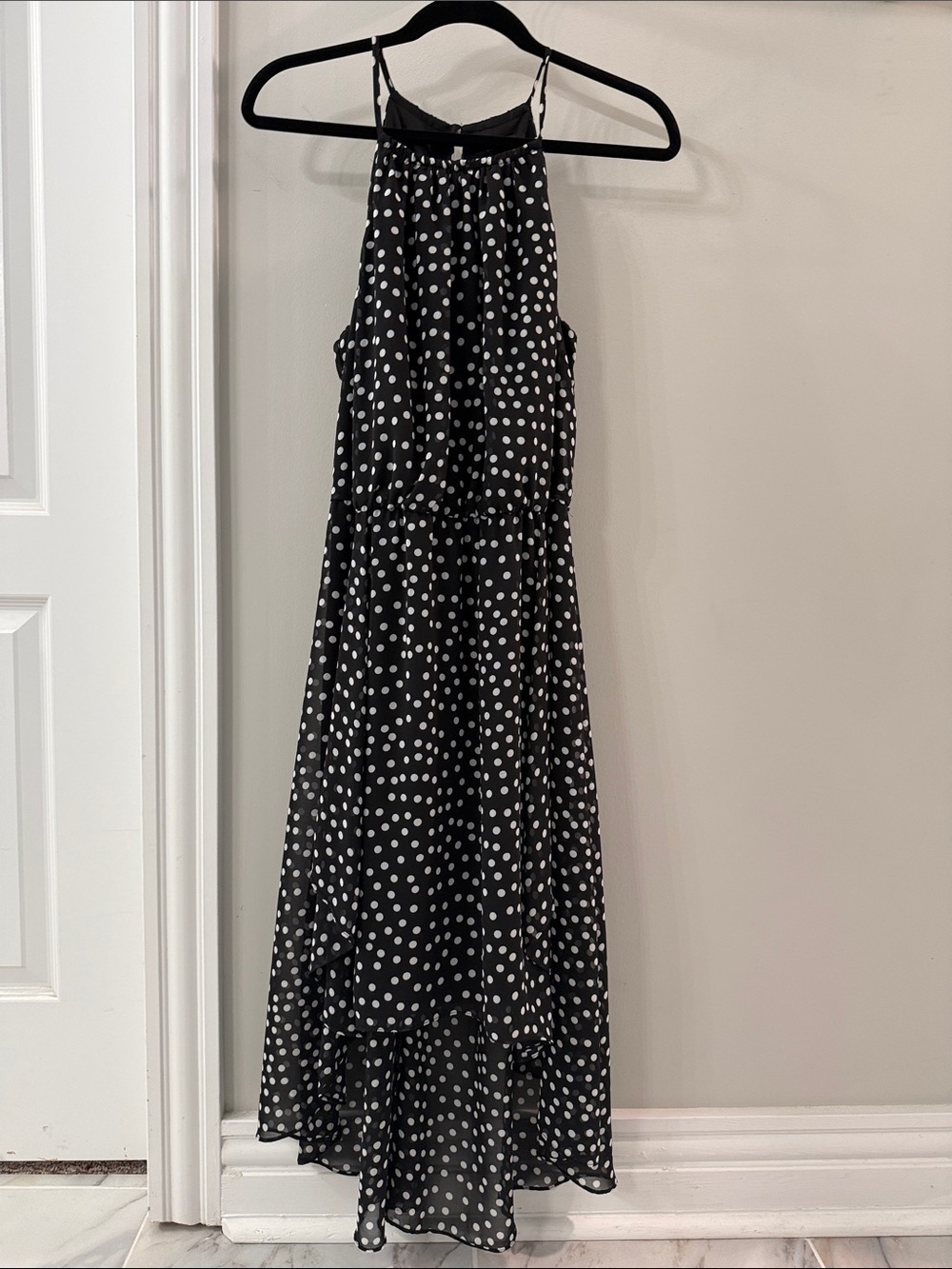 White House Black Market - Black and White Polka Dot High-Low Dress